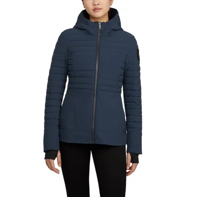 Pajar Women's London Packable Mixed-quilt Rain Jacket In Blue