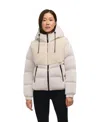 Pajar Nephele Mixed Media Short Puffer With Fixed Hood In Gold