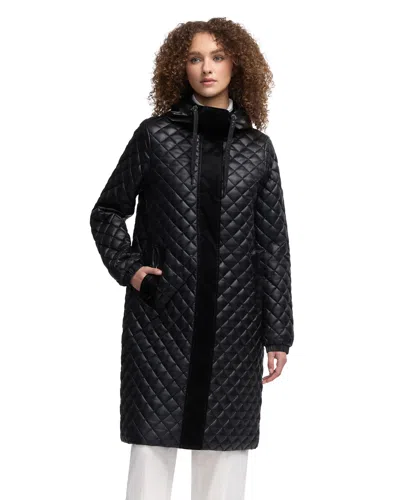 Pajar Women's Peridot Diamond Quilted Longline Shacket In Black
