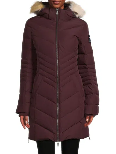 Pajar Women's Queens Faux Fur Quilted Puffer Hooded Coat In Burgundy
