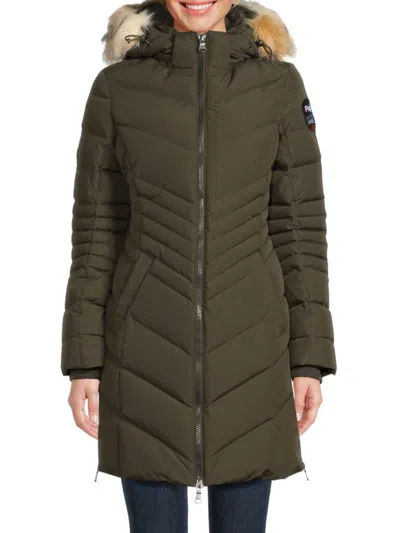 Pajar Women's Queens Faux Fur Quilted Puffer Hooded Coat In Green