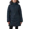 Pajar Women's Queens Faux Fur Trim Chevron Quilt Mid Length Coat In Multi