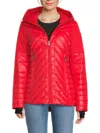 Pajar Esmay Lightweight Mixed Media Quilted Packable Puffer In Red