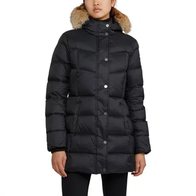 Pajar Women's Roxy Quilted Puffer With Fixed Hood And Detachable Fur Trim In Black