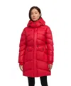 Pajar Saturn Mid-length Quilted Puffer With Removable Hood In Red