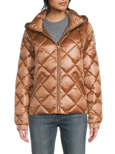 Pajar Women's Skylynn Diamond-quilted Hooded Jacket In Brown