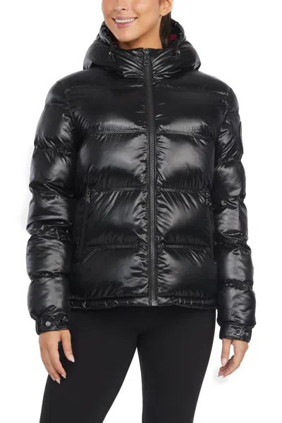 Pajar Women's Steph Channel Quilted Short Puffer Fixed Hood In Black