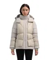 Pajar Vega Mixed Media Puffer Jacket With Removable Hood In Gold