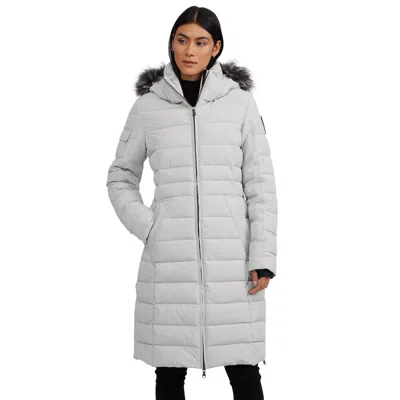 Pajar Women's Venice Long Puffer With Removable Faux Fur Trim In Grey