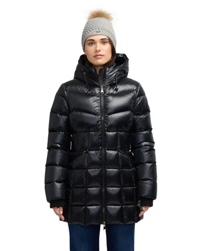 PAJAR WOMEN'S ZOLA BOX QUILT MID-LENGTH PUFFER WITH FIXED HOOD
