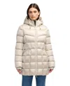 Pajar Women's Zola Box Quilt Mid-length Puffer With Fixed Hood In Champagne