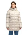 Pajar Women's Zola Box Quilt Mid-length Puffer With Fixed Hood In White