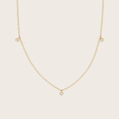 Pajure 14k Gold 3 Stone Round Lab Grown Diamond Charm Necklace