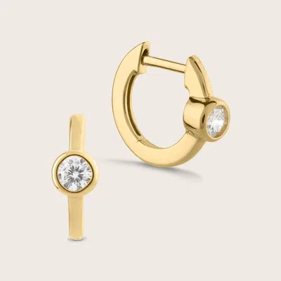 Pajure 14k Gold Bezel Lab Grown Diamond Hoop Earrings