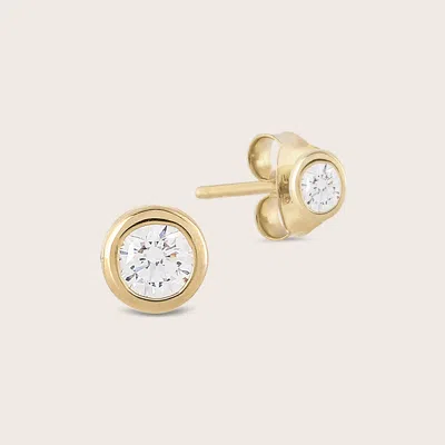 Pajure 14k Gold Bezel Lab Grown Diamond Stud Earrings In Silver