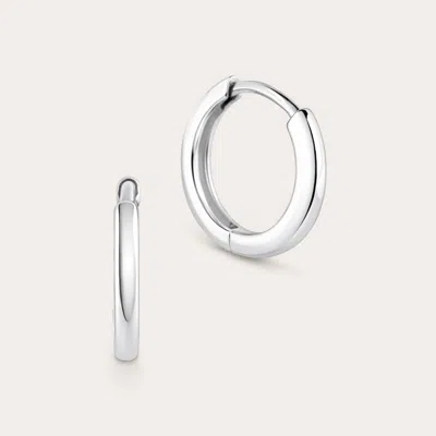 Pajure 14k Gold Domed Huggie Hoop Earrings - Large (16mm) In Silver