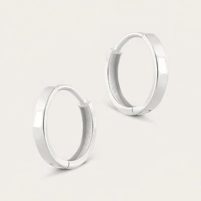 Pajure 14k Gold Flat Huggie Hoop Earrings - Small (10mm) In Silver