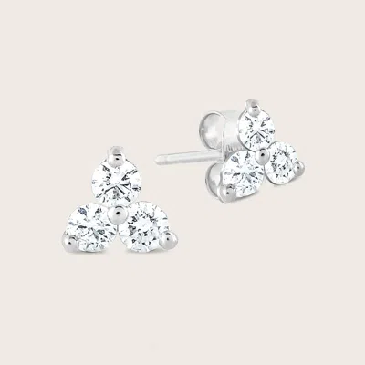 Pajure 14k Gold Lab Grown Diamond Triplet Stud Earrings In Silver