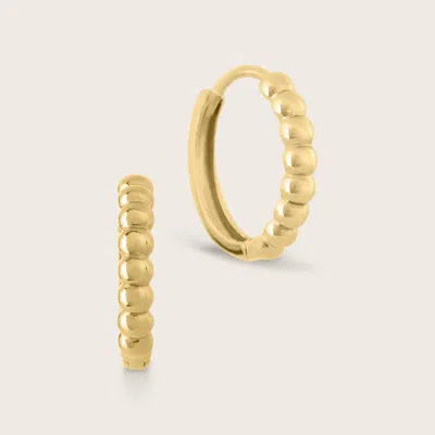 Pajure 14k Yellow Gold 12.5mm Beaded Huggie Hoops Earring