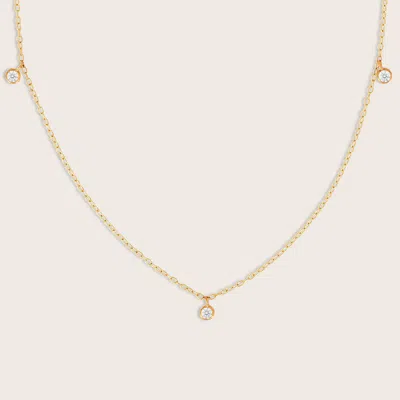 Pajure 14k Yellow Gold 3 Stone Round Lab Grown Diamond Charm Necklace