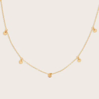 Pajure 14k Yellow Gold Circle Charm Station Necklace