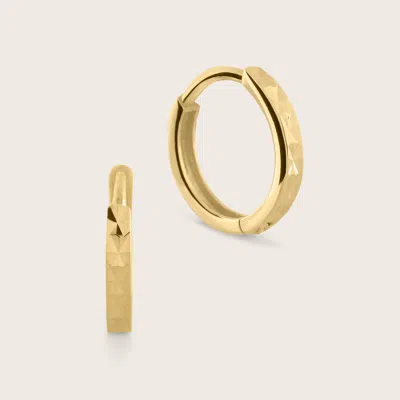 Pajure 14k Yellow Gold Faceted Huggie Hoop Earrings
