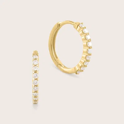 Pajure 14k Yellow Gold Lab Grown Diamond Huggie Hoop Earrings In Burgundy