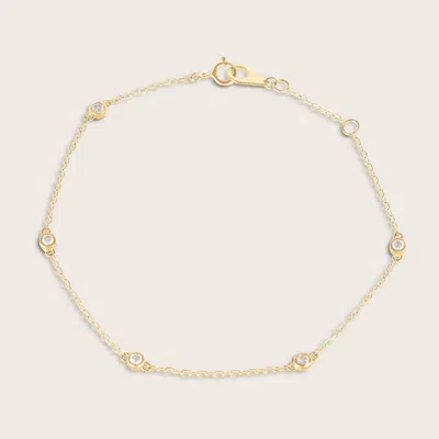 Pajure 14k Yellow Gold Lab Grown Diamond Station Bracelet