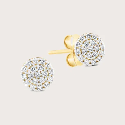 Pajure 14k Yellow Gold Pavé Lab Grown Diamond Round Stud Earrings
