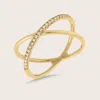 Pajure 14k Yellow Gold Pavé Lab Grown Diamond X Ring In Gold