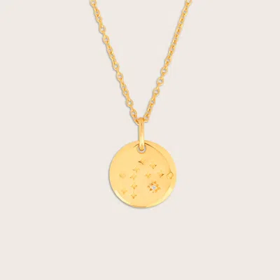 Pajure 18k Gold Vermeil Aquarius Zodiac Necklace With Sapphire Crystal