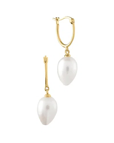 Pajure Fine Jewelry 18k Over Silver Freshwatermm Drop Hoops In White