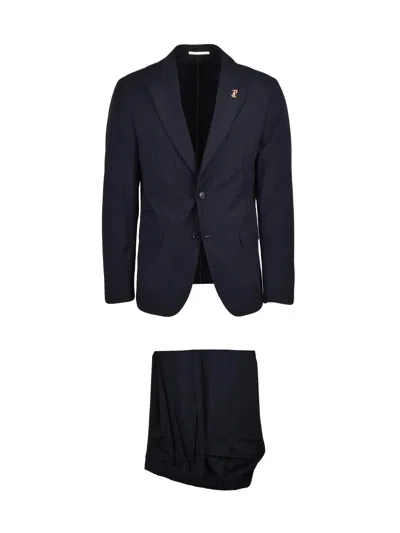 Pal Zileri Black Nylon Stretch Men Suit In Blue