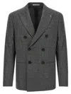 Pal Zileri Check Pattern Notch Lapel Blazer In Blue