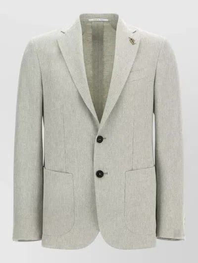 Pal Zileri Brera Blazer Notch Lapel Front Pockets In Gray