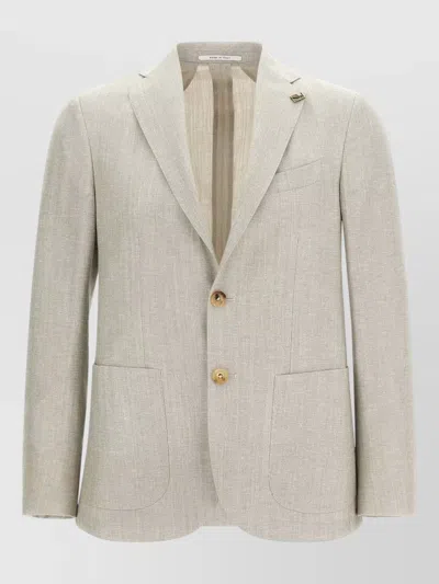 Pal Zileri Brera Blazer Notch Lapel Front Pockets In Neutral