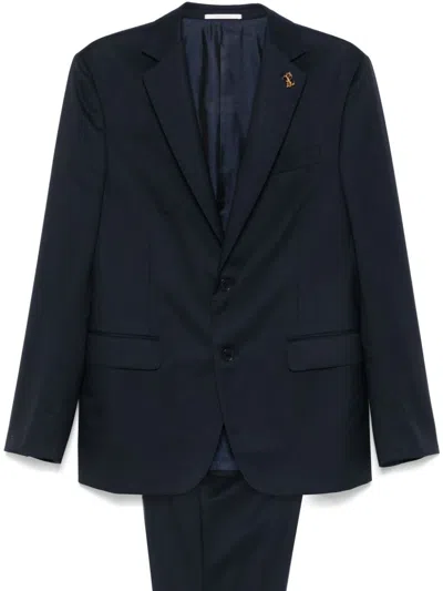 Pal Zileri Brooch Detail Suit In Blue