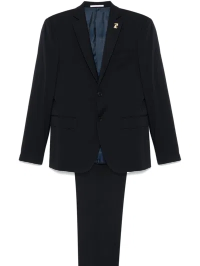 Pal Zileri Brooch Detail Suit In Blue