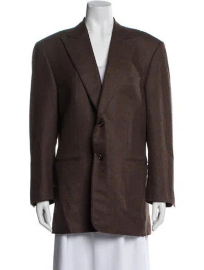 Pre-owned Pal Zileri Cashmere Plaid Print Blazer In Brown