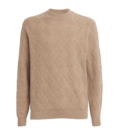 Pal Zileri Cashmere Ribbed Sweater In Beige