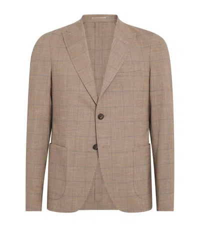 Pal Zileri Check Blazer In Brown