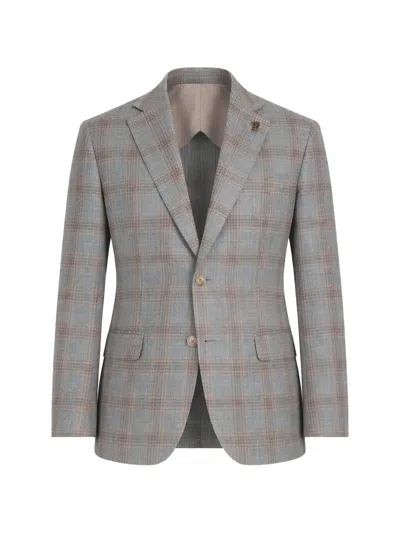 Pal Zileri Check-pattern Blazer In Gray