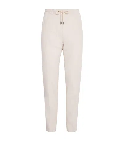 Pal Zileri Corduroy Drawstring Trousers In White