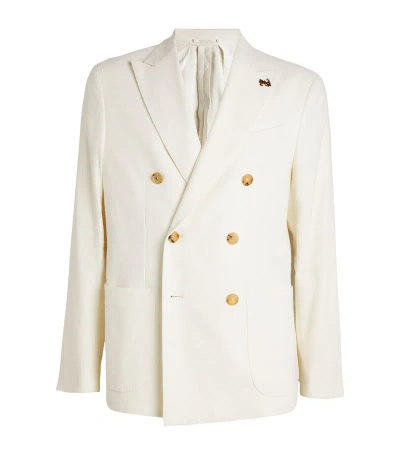 Pal Zileri Cotton-blend Double-breasted Blazer In White