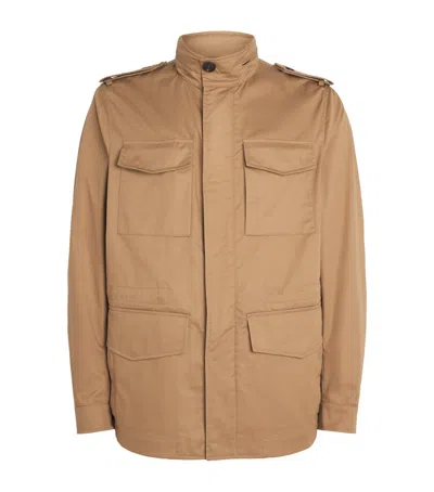 Pal Zileri Cotton-blend Field Jacket In Brown