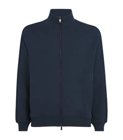Pal Zileri Cotton-blend Zip-up Sweatshirt In Blue