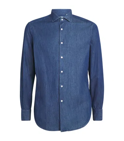 Pal Zileri Cotton Chambray Shirt In Blue