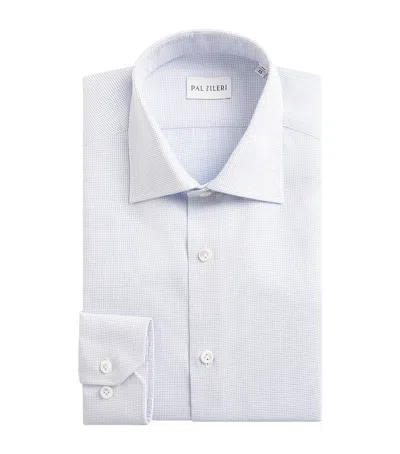 Pal Zileri Cotton Micro-check Shirt In Blue