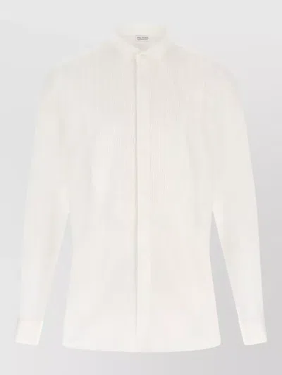 Pal Zileri Cotton Pleated Tuxedo Shirt In White