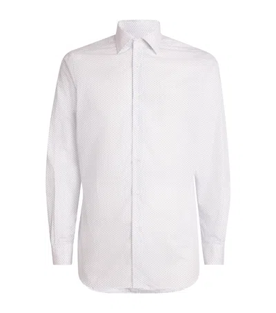 Pal Zileri Cotton Polka Dot Shirt In White